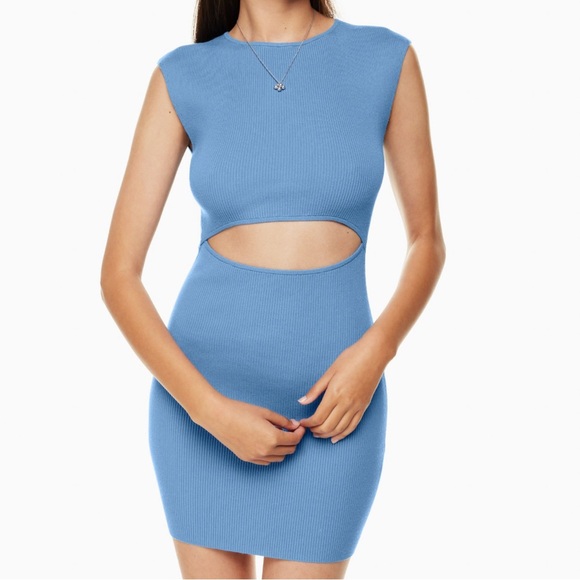Aritzia Wilfred Vibrant Blue Cutout Midi Dress - Picture 2 of 4